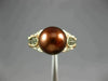 ESTATE WIDE .52CT WHITE & MOCHA DIAMOND & AAA BROWN PEARL 14KT ROSE GOLD 3D RING