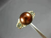 ESTATE WIDE .52CT WHITE & MOCHA DIAMOND & AAA BROWN PEARL 14KT ROSE GOLD 3D RING