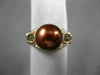 ESTATE WIDE .52CT WHITE & MOCHA DIAMOND & AAA BROWN PEARL 14KT ROSE GOLD 3D RING