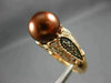 ESTATE WIDE .52CT WHITE & MOCHA DIAMOND & AAA BROWN PEARL 14KT ROSE GOLD 3D RING