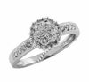 ESTATE .30CT DIAMOND 14KT WHITE GOLD 3D CLUSTER FLOWER HALO FRIENDSHIP LOVE RING