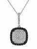 ESTATE .35CT WHITE & BLACK DIAMOND 14KT WHITE GOLD 3D CLUSTER SQUARE FUN PENDANT