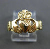 ESTATE SMALL 14KT YELLOW GOLD 3D IRISH CLADDAGH LOVE FRIENDSHIP RING 10mm #24494