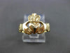 ESTATE SMALL 14KT YELLOW GOLD 3D IRISH CLADDAGH LOVE FRIENDSHIP RING 10mm #24494