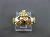 ESTATE SMALL 14KT YELLOW GOLD 3D IRISH CLADDAGH LOVE FRIENDSHIP RING 10mm #24494