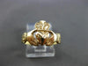 ESTATE SMALL 14KT YELLOW GOLD 3D IRISH CLADDAGH LOVE FRIENDSHIP RING 10mm #24494