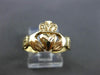 ESTATE SMALL 14KT YELLOW GOLD 3D IRISH CLADDAGH LOVE FRIENDSHIP RING 10mm #24494