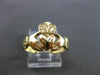 ESTATE SMALL 14KT YELLOW GOLD 3D IRISH CLADDAGH LOVE FRIENDSHIP RING 10mm #24494