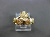 ESTATE SMALL 14KT YELLOW GOLD 3D IRISH CLADDAGH LOVE FRIENDSHIP RING 10mm #24494