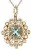 ESTATE 2.47CT DIAMOND & AAA AQUAMARINE 14K ROSE GOLD 3D CUSHION FILIGREE PENDANT