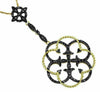 .85CT BLACK DIAMOND 14KT YELLOW GOLD 3D FLOWER OPEN FILIGREE FLOATING PENDANT