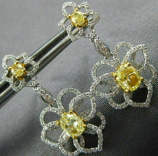 ESTATE LARGE 2.05CT WHITE & FANCY YELLOW 18KT TWO TONE GOLD 3D HANGING EARRINGS
