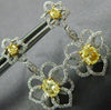 ESTATE LARGE 2.05CT WHITE & FANCY YELLOW 18KT TWO TONE GOLD 3D HANGING EARRINGS