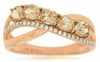 ESTATE .83CT DIAMOND & AAA MORGANITE 14K ROSE GOLD ROUND & OVAL X INFINITY RING
