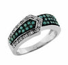 ESTATE .50CT WHITE & BLUE DIAMOND 14KT WHITE GOLD 3D BELT JOURNEY FUN RING