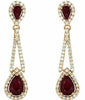 ESTATE 2.66CT DIAMOND & AAA RUBY 14KT ROSE GOLD 3D PEAR SHAPE HANGING EARRINGS
