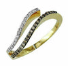 .22CT WHITE & CHOCOLATE FANCY DIAMOND 14KT YELLOW GOLD CRISS CROSS WAVE FUN RING