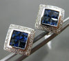 ESTATE 1.61CT DIAMOND & SAPPHIRE 18KT WHITE GOLD SQUARE FILIGREE CLIP ON EARRING