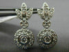 ESTATE .55CT DIAMOND 14KT WHITE GOLD BEZEL FLORAL LEAF HANGING EARRINGS #23875