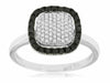 ESTATE .35CT WHITE & BLACK DIAMOND 14KT WHITE GOLD 3D CLUSTER SQUARE FUN RING