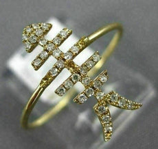 ESTATE .12CT ROUND DIAMOND 14K YELLOW GOLD 3D HAPPY FISH SKELETON FUN LUCKY RING