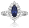 2.43CT DIAMOND & AAA SAPPHIRE 18KT WHITE GOLD 3D MARQUISE SHAPE ENGAGEMENT RING