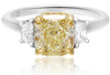 ESTATE 2.81CT WHITE & FANCY YELLOW DIAMOND 18KT 2 TONE GOLD 3D ENGAGEMENT RING