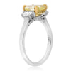 ESTATE 2.81CT WHITE & FANCY YELLOW DIAMOND 18KT 2 TONE GOLD 3D ENGAGEMENT RING