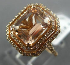 2.49CT DIAMOND & MORGANITE 14KT ROSE GOLD 3D DOUBLE HALO OCTAGON ENGAGEMENT RING