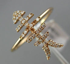 ESTATE WIDE .12CT DIAMOND 14KT ROSE GOLD 3D LUCKY FISH SKELETON FUN RING