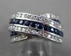 ESTATE LARGE 2.6CT DIAMOND SAPPHIRE 18K WHITE GOLD CRISS CROSS RING E/F VS 23856