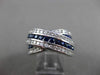 ESTATE LARGE 2.6CT DIAMOND SAPPHIRE 18K WHITE GOLD CRISS CROSS RING E/F VS 23856