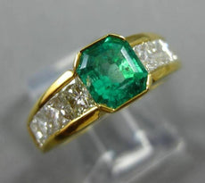 2.0CT DIAMOND & AAA COLOMBIAN EMERALD 14K YELLOW GOLD SEMI BEZEL ENGAGEMENT RING