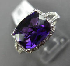 2.89CT DIAMOND & AAA CUSHION AMETHYST 14K WHITE GOLD 3D FILIGREE ENGAGEMENT RING