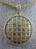 ESTATE 2.83CT WHITE & FANCY YELLOW DIAMOND 18K YELLOW GOLD CIRCULAR PAVE PENDANT