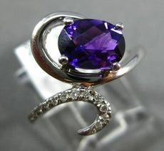 1.67CT DIAMOND & AAA AMETHYST 14KT WHITE GOLD CRISS CROSS SWIRL ENGAGEMENT RING