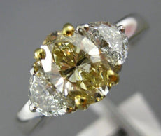 1.75CT WHITE & FANCY YELLOW DIAMOND 18KT TWO TONE GOLD HALF MOON ENGAGEMENT RING