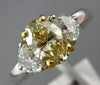1.75CT WHITE & FANCY YELLOW DIAMOND 18KT TWO TONE GOLD HALF MOON ENGAGEMENT RING