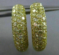 ESTATE 3.22CT FANCY YELLOW DIAMOND 18K YELLOW GOLD 3D DOUBLE SIDED HOOP EARRINGS