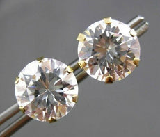 ESTATE MASSIVE 14KT YELLOW GOLD ROUND CZ CUBIC ZIRCONIA STUD EARRINGS #24262