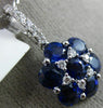 ESTATE LARGE 3.08CT DIAMOND & AAA SAPPHIRE 18K WHITE GOLD 3D FLOWER STAR PENDANT