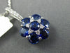 ESTATE LARGE 3.08CT DIAMOND & AAA SAPPHIRE 18K WHITE GOLD 3D FLOWER STAR PENDANT
