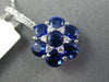 ESTATE LARGE 3.08CT DIAMOND & AAA SAPPHIRE 18K WHITE GOLD 3D FLOWER STAR PENDANT