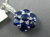 ESTATE LARGE 3.08CT DIAMOND & AAA SAPPHIRE 18K WHITE GOLD 3D FLOWER STAR PENDANT