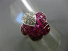 ESTATE LARGE 5.31CT DIAMOND & RUBY 18KT WHITE GOLD 3D BUTTERFLY FLOWER LOVE RING