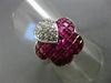 ESTATE LARGE 5.31CT DIAMOND & RUBY 18KT WHITE GOLD 3D BUTTERFLY FLOWER LOVE RING
