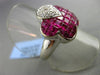 ESTATE LARGE 5.31CT DIAMOND & RUBY 18KT WHITE GOLD 3D BUTTERFLY FLOWER LOVE RING