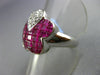 ESTATE LARGE 5.31CT DIAMOND & RUBY 18KT WHITE GOLD 3D BUTTERFLY FLOWER LOVE RING