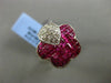 ESTATE LARGE 5.31CT DIAMOND & RUBY 18KT WHITE GOLD 3D BUTTERFLY FLOWER LOVE RING