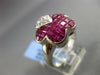ESTATE LARGE 5.31CT DIAMOND & RUBY 18KT WHITE GOLD 3D BUTTERFLY FLOWER LOVE RING